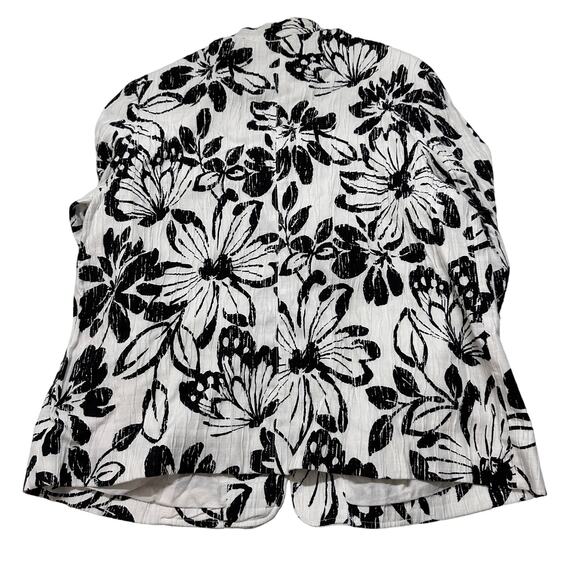 Alfred Dunner Full Zip Shirt Women Plus Size 18W Black White Floral Butterfly - Picture 2 of 7